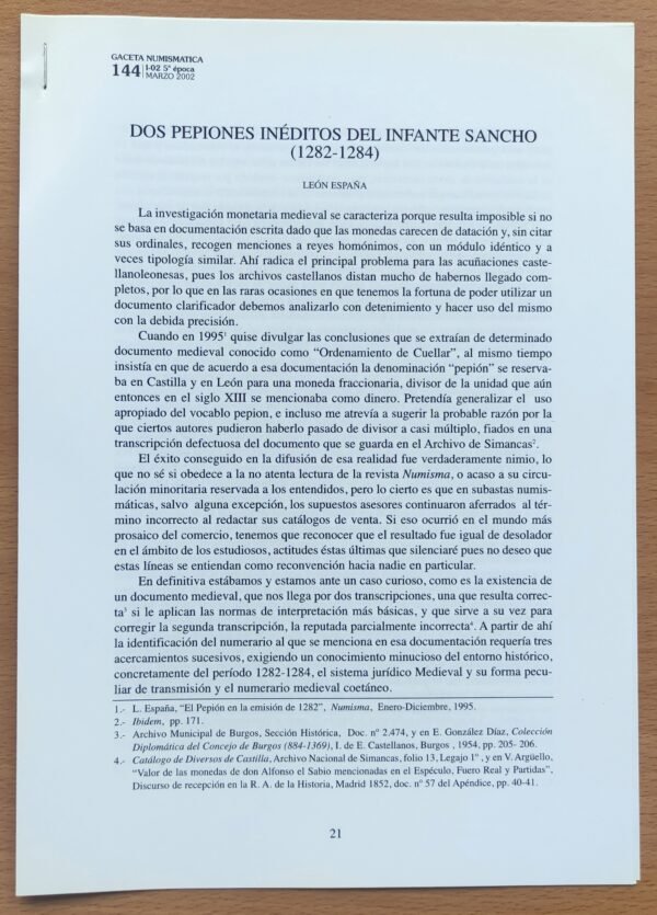 Dos pepiones inéditos del Infante Sancho – Biblioteca León España – Numismática