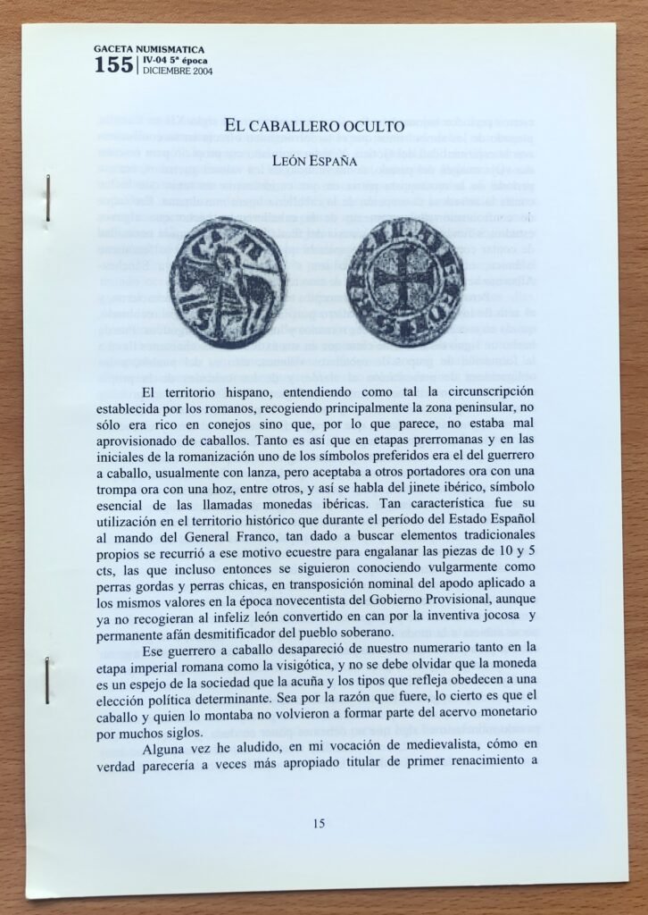 El caballero oculto – Biblioteca León España – Numismática