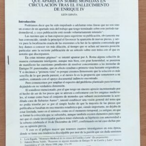 Separata Explicación de las Marcas de punzones que aparecen sobre monedas en circulación tras el fallecimiento de Enrique IV – Biblioteca León España – Numismática