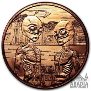 Moneda Alienígena “They’re Here” – 1 Onza AVDP Cobre puro 999 encapsulada