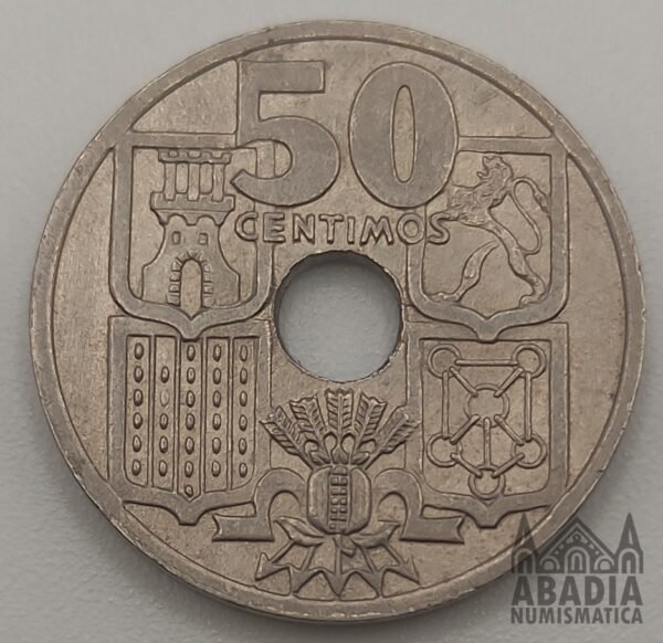 50 Céntimos 1949 – España – Variante Flechas Invertidas