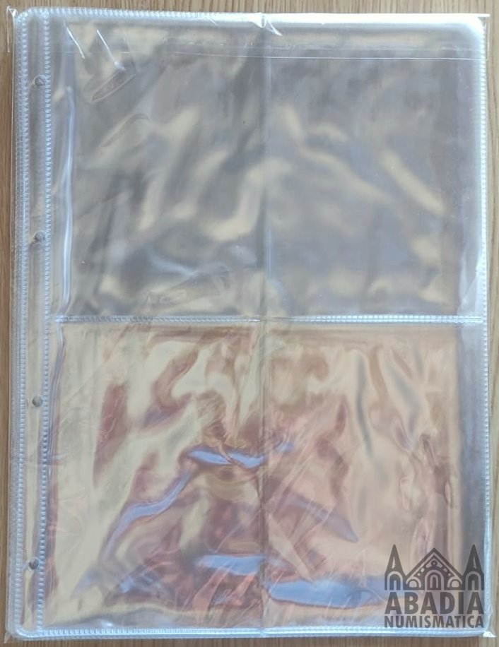 Hojas plásticas de 4 huecos para coleccionismo