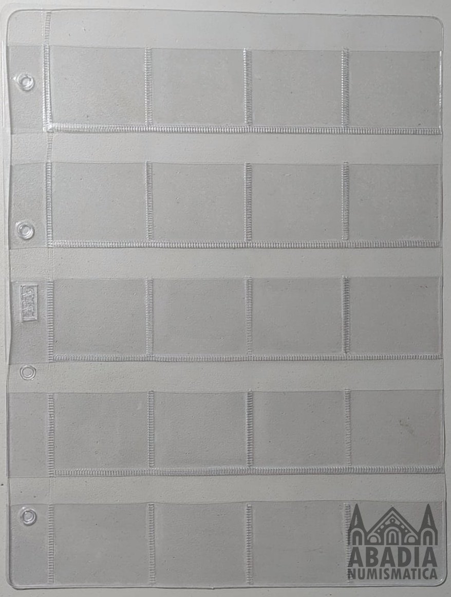 Paquete de hojas de 20 huecos para cartones de monedas