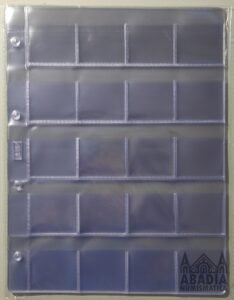 Paquete de hojas de 20 huecos para cartones de monedas