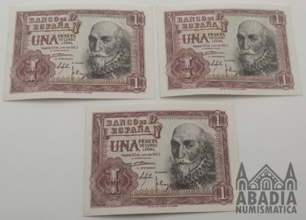 Billete 1 Peseta 1953 – Trío correlativo
