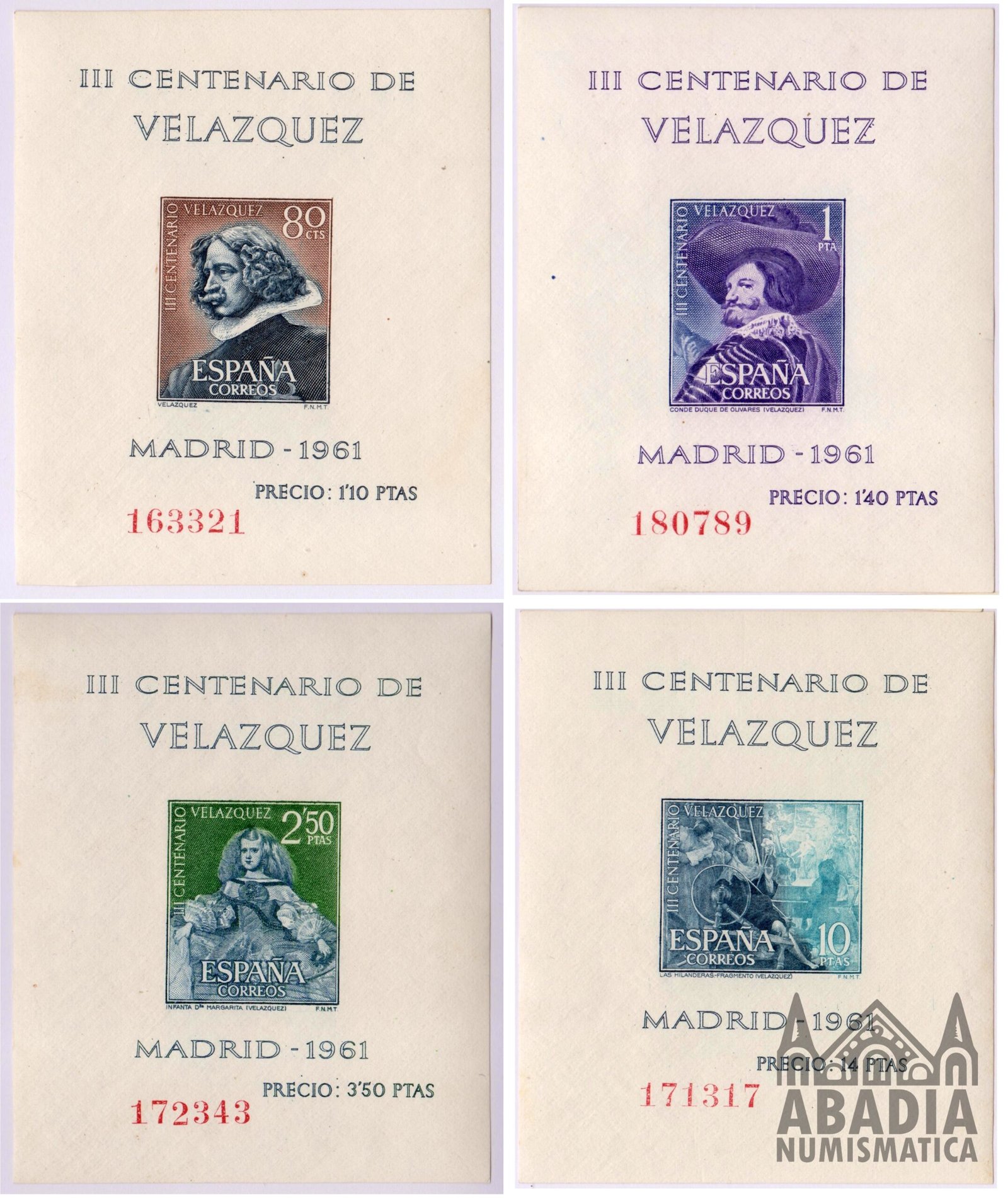 1961 - III Centenario de la Muerte de Velázquez (Edifil 1344/47)