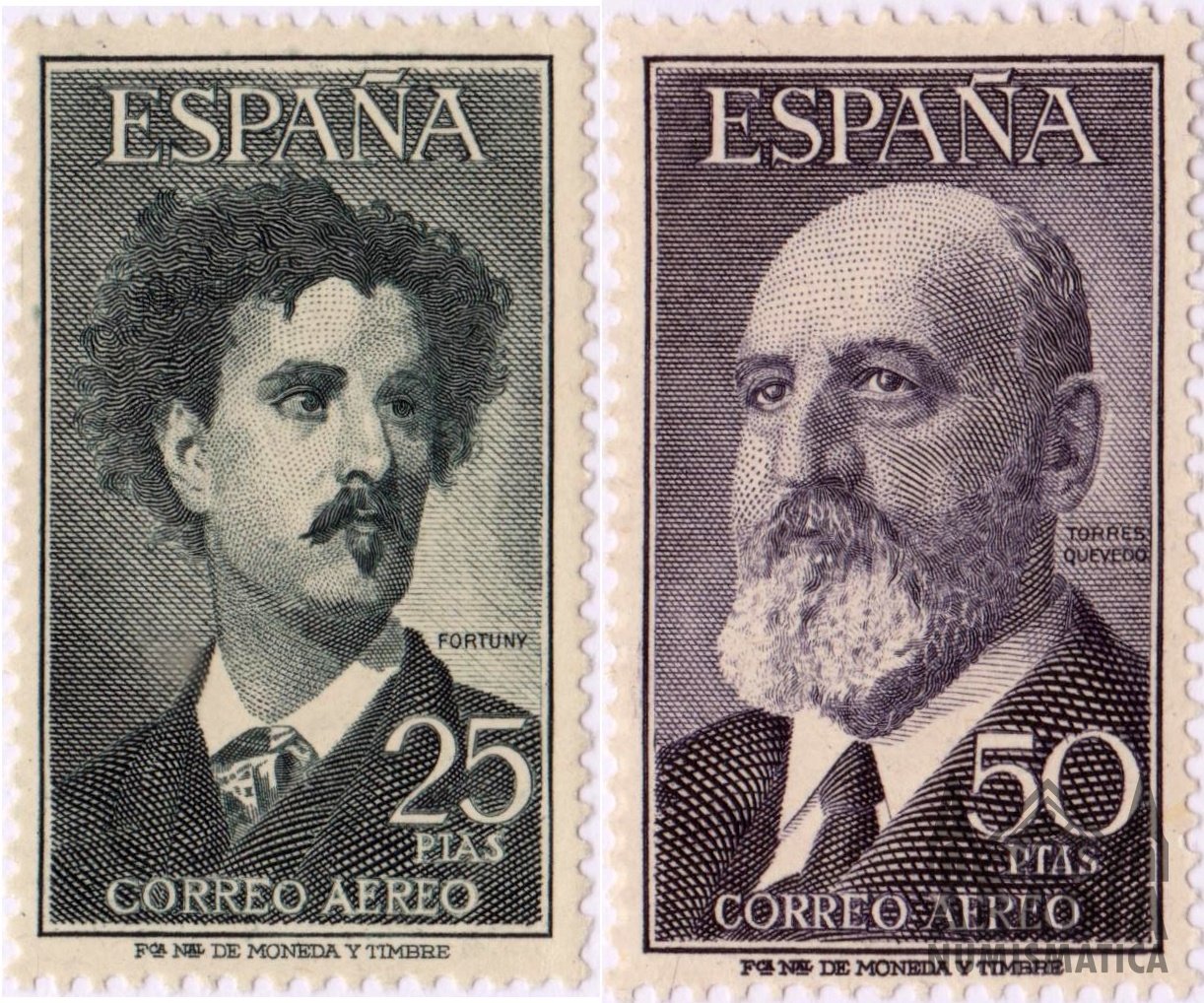 1955-1956 Fortuny y Torres Quevedo (Edifil 1164/65)