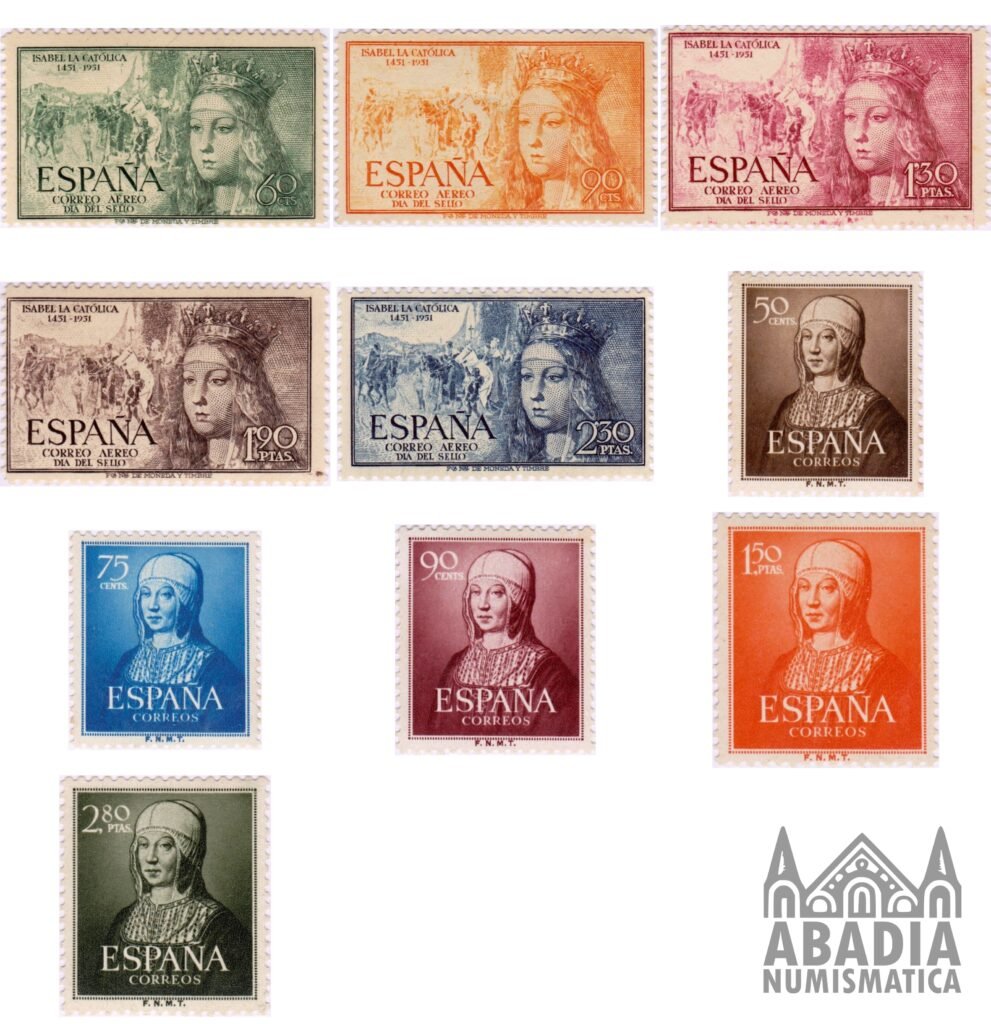 1951 – V Centenario de Isabel la Católica (Edifil 1092/1101)