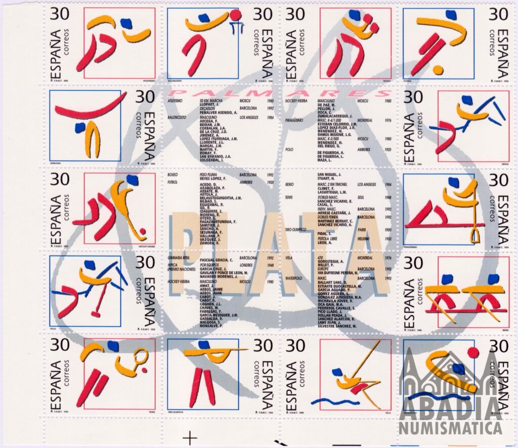 1995 – Deportes Olímpicos de Plata (Edifil 3364/77)