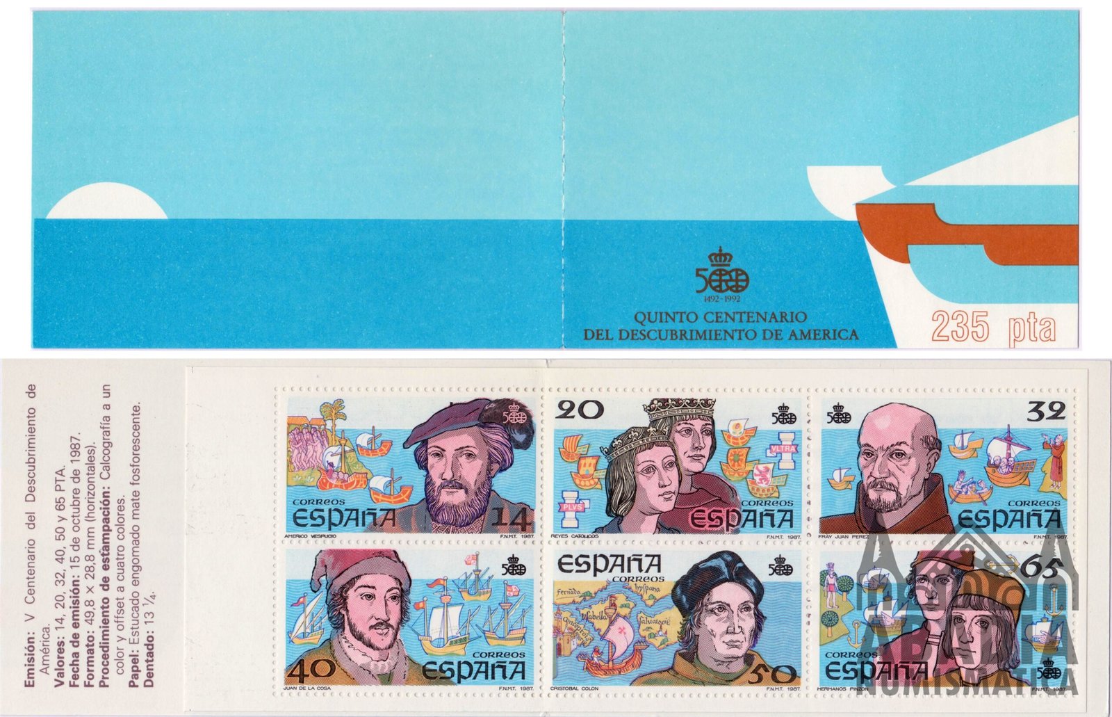 1987 – V Centenario del Descubrimiento de América (Edifil 2919C)