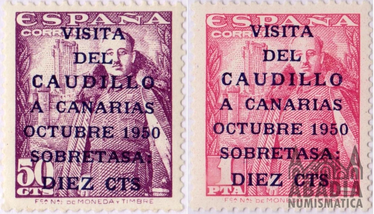1951 – Viaje del Caudillo a Canarias (Edifil 1088/89)