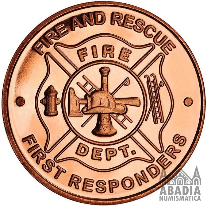 Fuego y Rescate: Los Primeros en Responder – 1 Onza AVDP Cobre 999 encapsulada