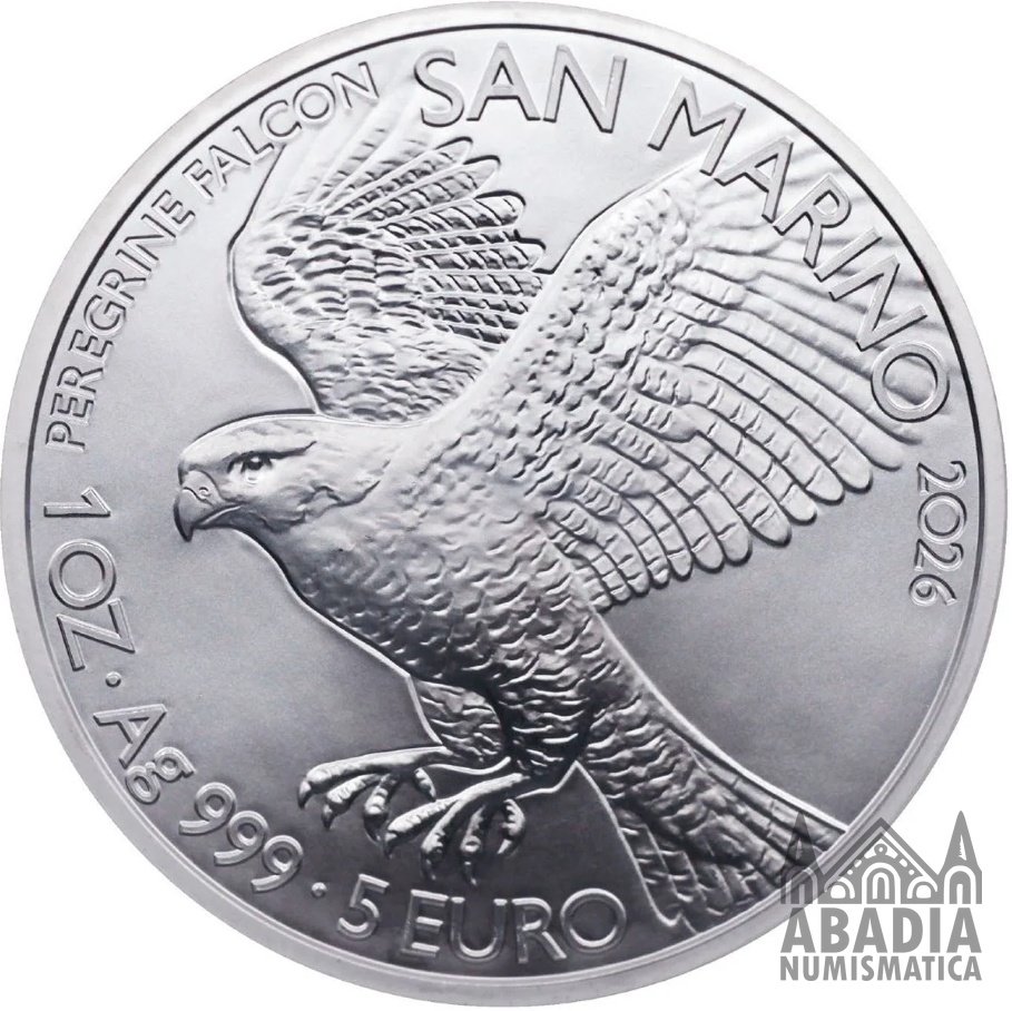 1 Onza Plata 999 – 2026 San Marino – Halcón Peregrino (Falco Peregrinus) – Moneda bullion 1 oz