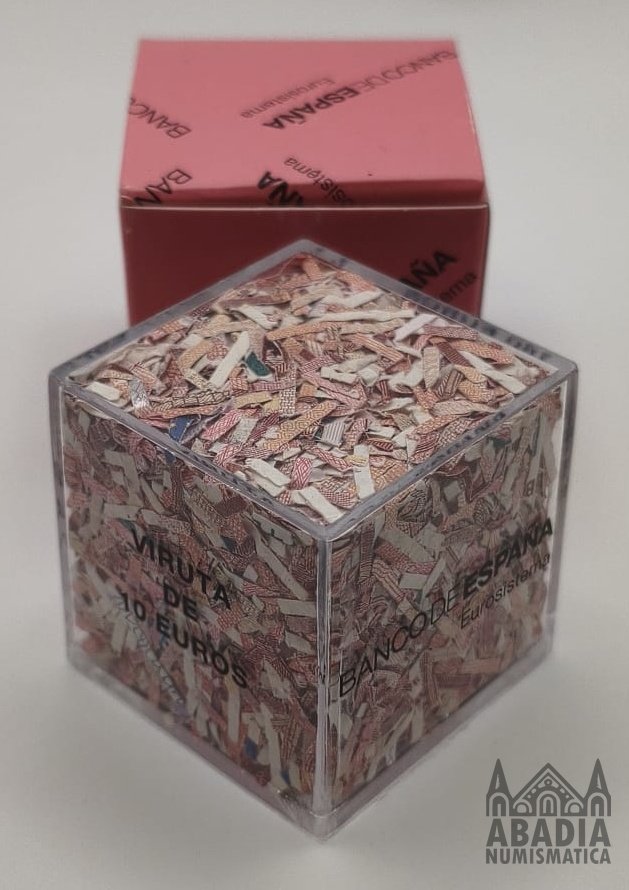 Cubo con Viruta de Billetes de 10 Euros - Banco de España
