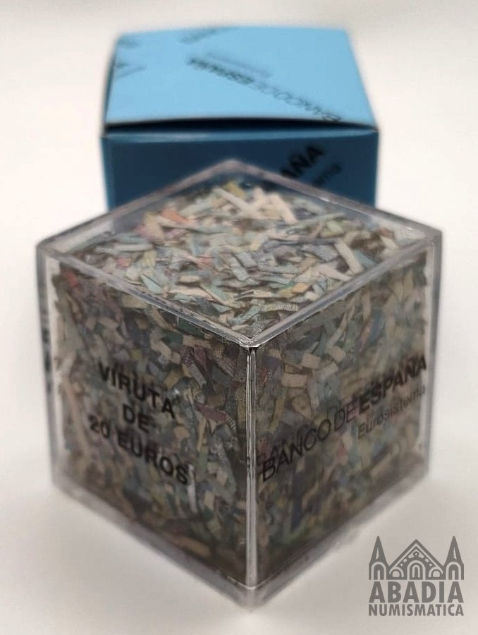 Cubo con Viruta de Billetes de 20 Euros - Banco de España