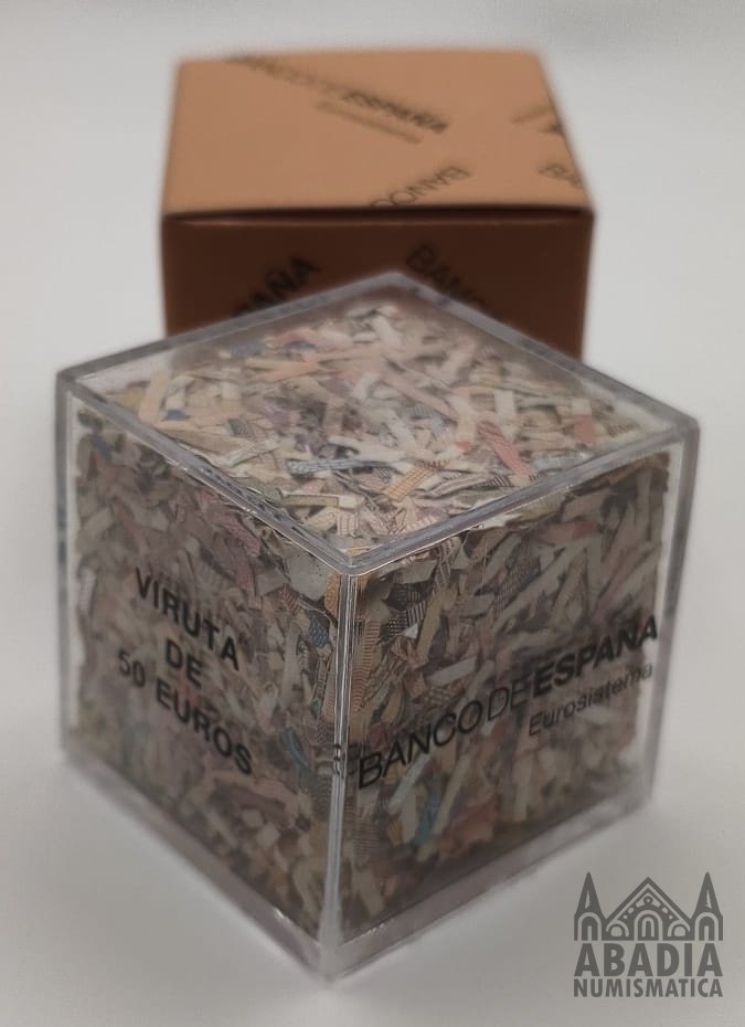 Cubo con Viruta de Billetes de 50 Euros - Banco de España