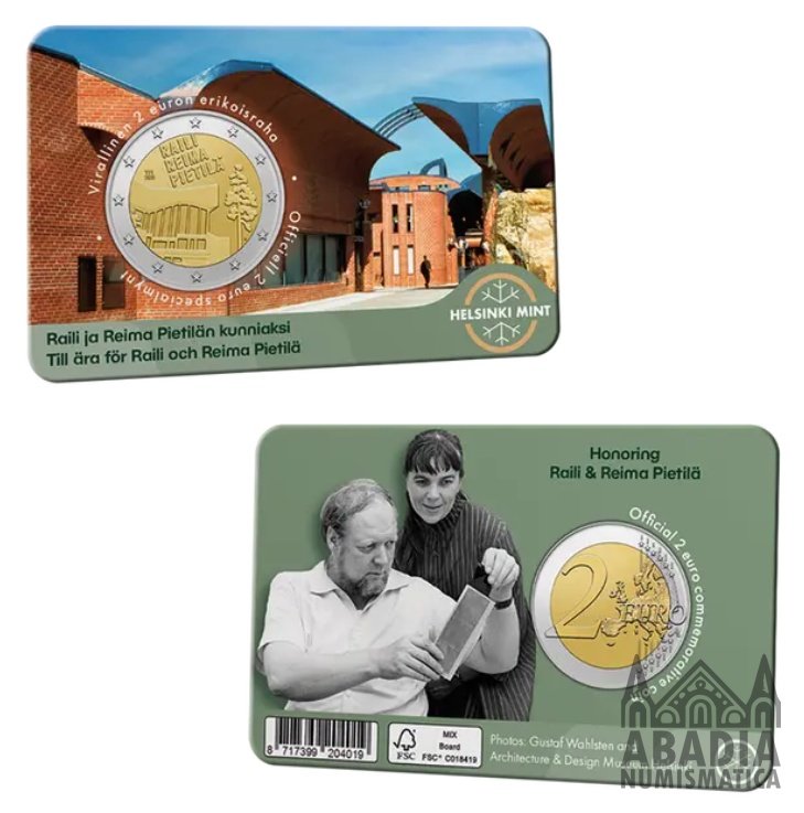 2026 – Finlandia – 2 Euros – Raili y Reima Pietilä Coincard Finlandesa